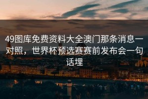 49图库免费资料大全澳门那条消息一对照，世界杯预选赛赛前发布会一句话埋
