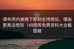 德布劳内被换下那刻全场愣住，理由更真没想到（49图库免费资料大全截图被