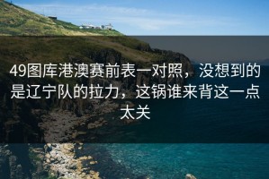 49图库港澳赛前表一对照，没想到的是辽宁队的拉力，这锅谁来背这一点太关