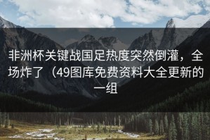 非洲杯关键战国足热度突然倒灌，全场炸了（49图库免费资料大全更新的一组