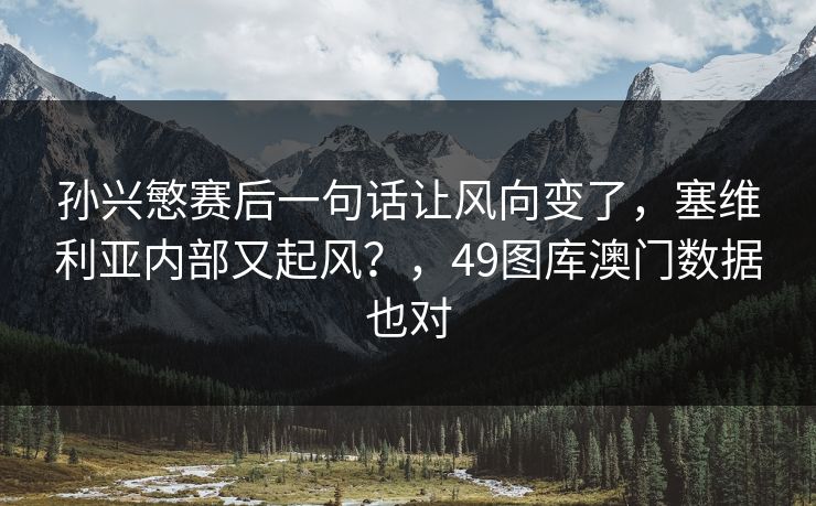 孙兴慜赛后一句话让风向变了，塞维利亚内部又起风？，49图库澳门数据也对