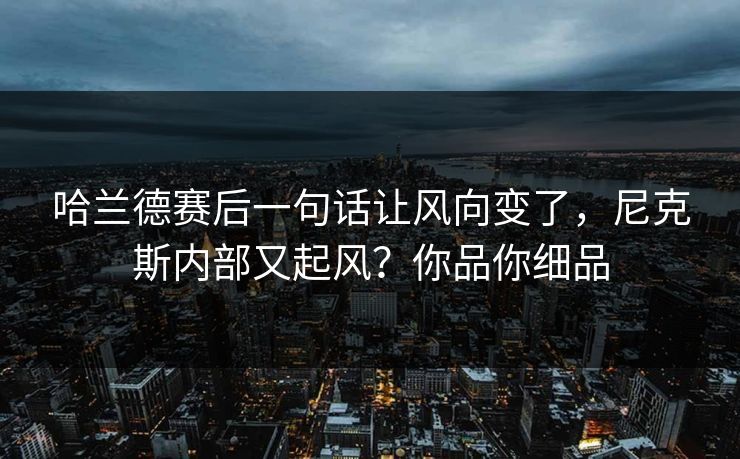 哈兰德赛后一句话让风向变了，尼克斯内部又起风？你品你细品