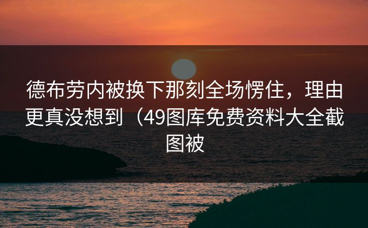 德布劳内被换下那刻全场愣住,理由更真没想到(49图库免费资料大全截图被 德布劳内被换下那刻全场愣住,理由更真没想到(49图库免费资料大全截图被