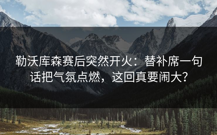 勒沃库森赛后突然开火：替补席一句话把气氛点燃，这回真要闹大？